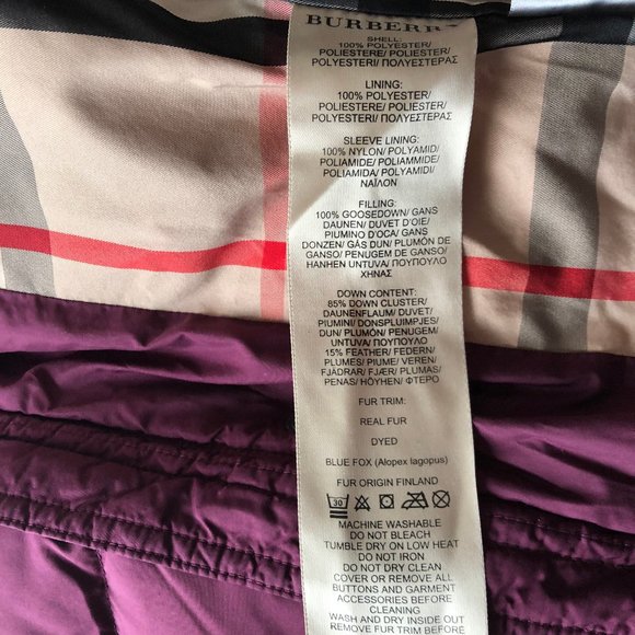 Authentic Burberry Brit Down Puffer Purple XS - Picture 8 of 9